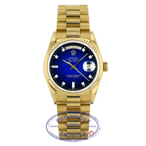 new rolex president yellow gold blue dial diamonds|rolex president diamond bracelet.